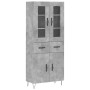 Aparador alto madera contrachapada gris hormigón 69,5x34x180 cm