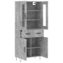 Aparador alto madera contrachapada gris hormigón 69,5x34x180 cm