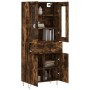 Aparador alto madera contrachapada roble ahumado 69,5x34x180 cm