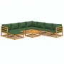 Garden furniture set 9 pieces solid wood and green cushions by vidaXL, Garden sets - Ref: Foro24-3155327, Price: 967,71 €, Di...