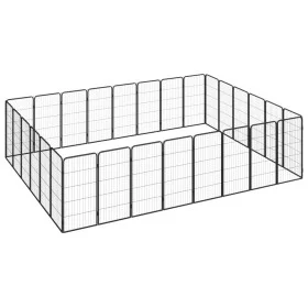 Jaula perros 28 paneles acero recubierto polvo negro 50x100 cm de vidaXL, Casetas y cercados para perros - Ref: Foro24-311596...