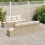 Conjunto de sofá de jardín con cojín 8 pcs Beige Poliratán
