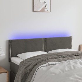 Dark gray velvet headboard with LED 144x5x78/88 cm by vidaXL, Headboards and footboards - Ref: Foro24-3121521, Price: 51,45 €...