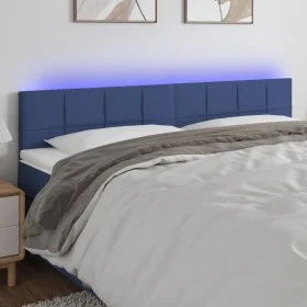 Blue fabric headboard with LED 200x5x78/88 cm by vidaXL, Headboards and footboards - Ref: Foro24-3121640, Price: 70,05 €, Dis...
