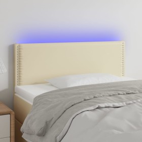 Headboard with LED cream synthetic leather 100x5x78/88 cm by vidaXL, Headboards and footboards - Ref: Foro24-3121558, Price: ...