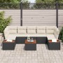 Conjunto de sofá de jardín con cojín 8 pcs Negro Poliratán
