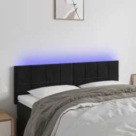 Kopfteil aus schwarzem Samt mit LED 144x5x78/88 cm von vidaXL, Kopf- und Fußteile - Ref: Foro24-3121662, Preis: 71,61 €, Raba...