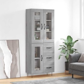 Aparador alto madera contrachapada gris sonoma 69,5x34x180 cm