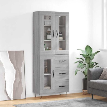 Aparador alto madera contrachapada gris sonoma 69,5x34x180 cm
