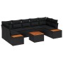 Conjunto de sofá de jardín con cojín 8 pcs Negro Poliratán