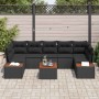 Conjunto de sofá de jardín con cojín 8 pcs Negro Poliratán