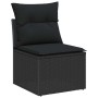 Conjunto de sofá de jardín con cojín 8 pcs Negro Poliratán