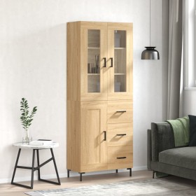 Aparador alto madera contrachapada color roble 69,5x34x180 cm