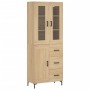 Aparador alto madera contrachapada color roble 69,5x34x180 cm
