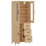 Aparador alto madera contrachapada color roble 69,5x34x180 cm