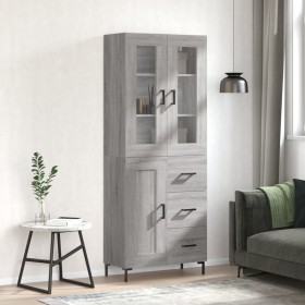 Aparador alto madera contrachapada gris sonoma 69,5x34x180 cm