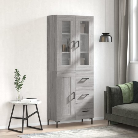 Aparador alto madera contrachapada gris sonoma 69,5x34x180 cm