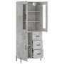 Aparador alto madera contrachapada gris hormigón 69,5x34x180 cm