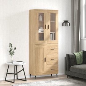 Aparador alto madera contrachapada color roble 69,5x34x180 cm