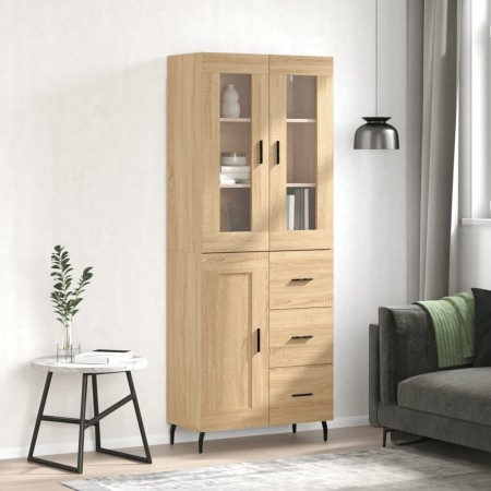 Aparador alto madera contrachapada color roble 69,5x34x180 cm