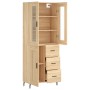 Aparador alto madera contrachapada color roble 69,5x34x180 cm