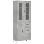 Aparador alto madera contrachapada gris hormigón 69,5x34x180 cm