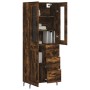 Aparador alto madera contrachapada roble ahumado 69,5x34x180 cm