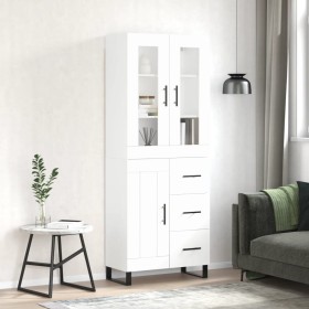 Aparador alto madera contrachapada blanco 69,5x34x180 cm