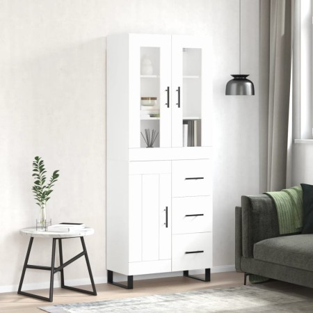 Aparador alto madera contrachapada blanco 69,5x34x180 cm