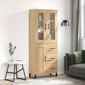 Aparador alto madera contrachapada color roble 69,5x34x180 cm