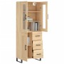 Aparador alto madera contrachapada color roble 69,5x34x180 cm