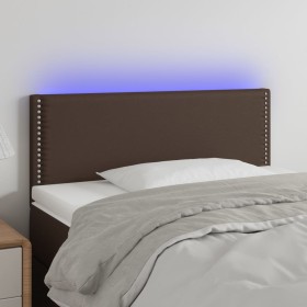 Cabecero con LED cuero sintético marrón 80x5x78/88 cm