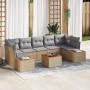 Conjunto de sofá de jardín con cojín 8 pcs Beige Poliratán