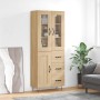 Aparador alto madera contrachapada color roble 69,5x34x180 cm