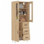 Aparador alto madera contrachapada color roble 69,5x34x180 cm