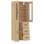 Aparador alto madera contrachapada color roble 69,5x34x180 cm