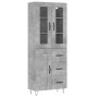 Aparador alto madera contrachapada gris hormigón 69,5x34x180 cm