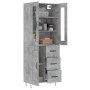 Aparador alto madera contrachapada gris hormigón 69,5x34x180 cm