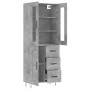 Aparador alto madera contrachapada gris hormigón 69,5x34x180 cm