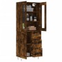Aparador alto madera contrachapada roble ahumado 69,5x34x180 cm