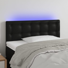 Cabecero con LED cuero sintético negro 90x5x78/88 cm