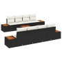 Conjunto de sofá de jardín con cojín 9 pcs Negro Poliratán