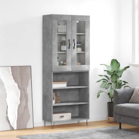 Aparador alto madera contrachapada gris hormigón 69,5x34x180 cm