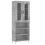 Aparador alto madera contrachapada gris hormigón 69,5x34x180 cm