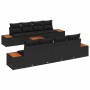 Conjunto de sofá de jardín con cojín 9 pcs Negro Poliratán