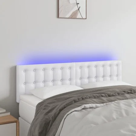Kopfteil mit LED, weißem Kunstleder, 144 x 5 x 78/88 cm von vidaXL, Kopf- und Fußteile - Ref: Foro24-3121703, Preis: 75,03 €,...