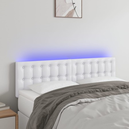 Kopfteil mit LED, weißem Kunstleder, 144 x 5 x 78/88 cm von vidaXL, Kopf- und Fußteile - Ref: Foro24-3121703, Preis: 76,68 €,...