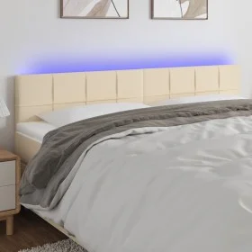 Cabecero con LED de tela color crema 200x5x78/88 cm de vidaXL, Cabeceros y pies de cama - Ref: Foro24-3121639, Precio: 65,49 ...