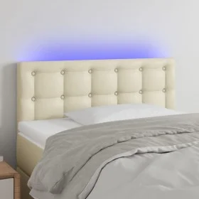 Headboard with LED cream synthetic leather 100x5x78/88 cm by vidaXL, Headboards and footboards - Ref: Foro24-3121698, Price: ...