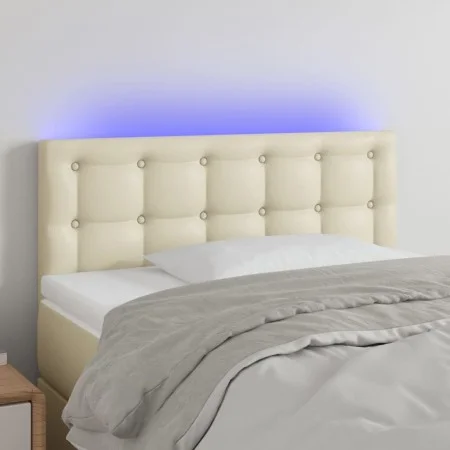 Kopfteil mit LED-Creme-Kunstleder 100x5x78/88 cm von vidaXL, Kopf- und Fußteile - Ref: Foro24-3121698, Preis: 58,24 €, Rabatt: %
